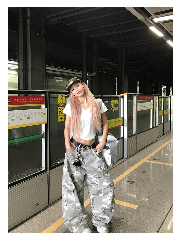 Y2K Men Pants Harajuku Vintage Camouflage Pattern Baggy Casual Sweatpants Hip Hop Gothic Men Women Wide Leg Trousers Streetwear