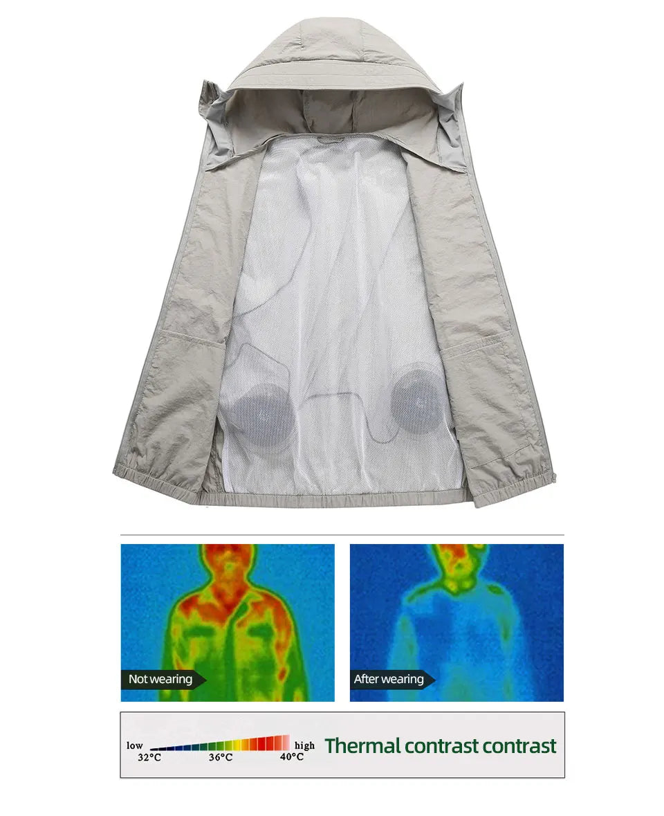 Summer Sunscreen Hooded Fan Clothes Cooling Vest Men Air Conditioning Clothes Women Fan Jacket Cycling Cooling Clothes To Hiking