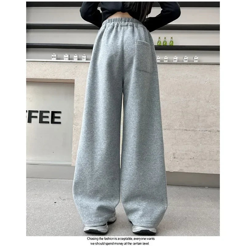 RAISE YOUNG 4-14Y Girls Sweatpant Side Striped Junior Girl Sports Pant Elastic Waist School Girl Straight Pant Dog Print Trouser