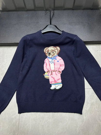 New Arrival European Elegant Bear Design Ladies Knit Sweater Pullover Knitted Tops Knitwear Women Clothes Jumper
