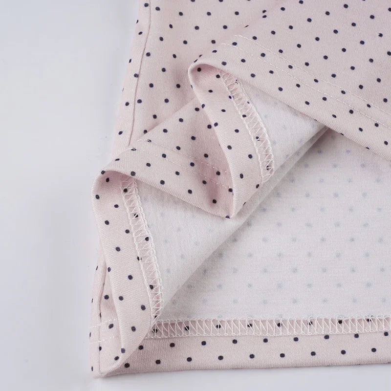 Fashion Polka Dot Prints Slim Fit Folds Women T-Shirts Sweet Cute Chic Design One-Shoulder Summer Shirts