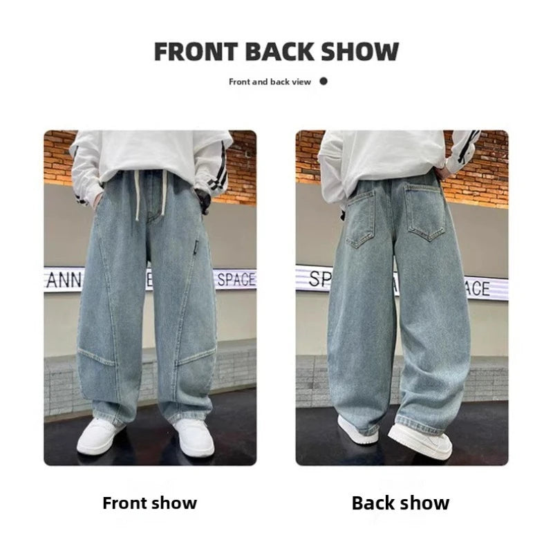 Boys Scimitar Jeans Spring and Autumn New Children's Wide Leg Pants Medium Older Boys Pants