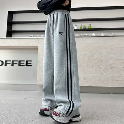 RAISE YOUNG 4-14Y Girls Sweatpant Side Striped Junior Girl Sports Pant Elastic Waist School Girl Straight Pant Dog Print Trouser