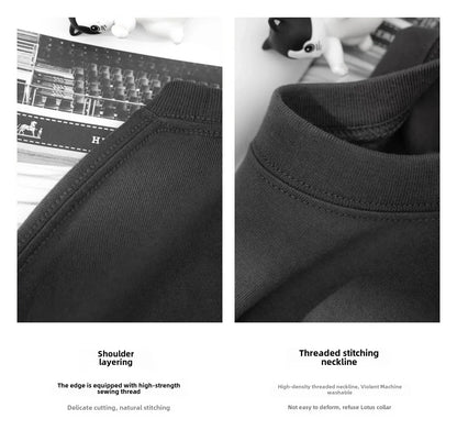 Summer Cotton Heavy Duty 300grams American Pure Cotton Short Sleeves T-shirt Men Casual Base Top Oversized T Shirt