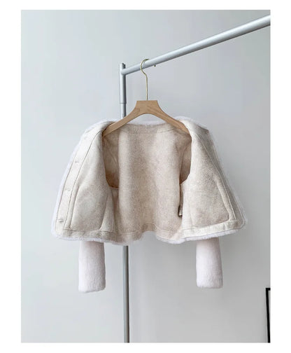 Woman Genuine Sheepskin Jackets Coat Female Winter Shearling Coats Real Lamb Fur O-neck Natural  Outewear  Overcoat G152