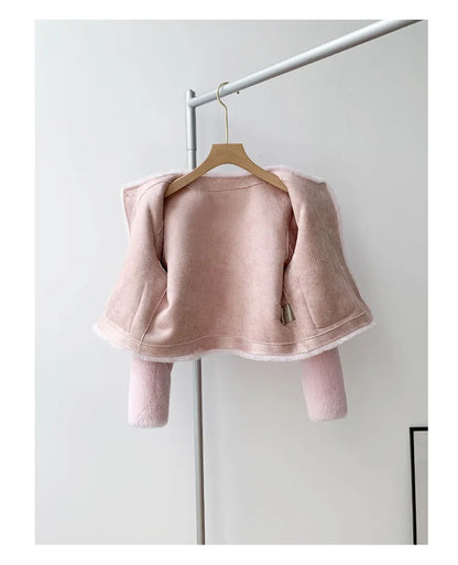 Woman Genuine Sheepskin Jackets Coat Female Winter Shearling Coats Real Lamb Fur O-neck Natural  Outewear  Overcoat G152