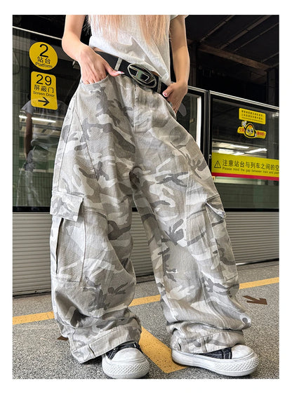 Y2K Men Pants Harajuku Vintage Camouflage Pattern Baggy Casual Sweatpants Hip Hop Gothic Men Women Wide Leg Trousers Streetwear