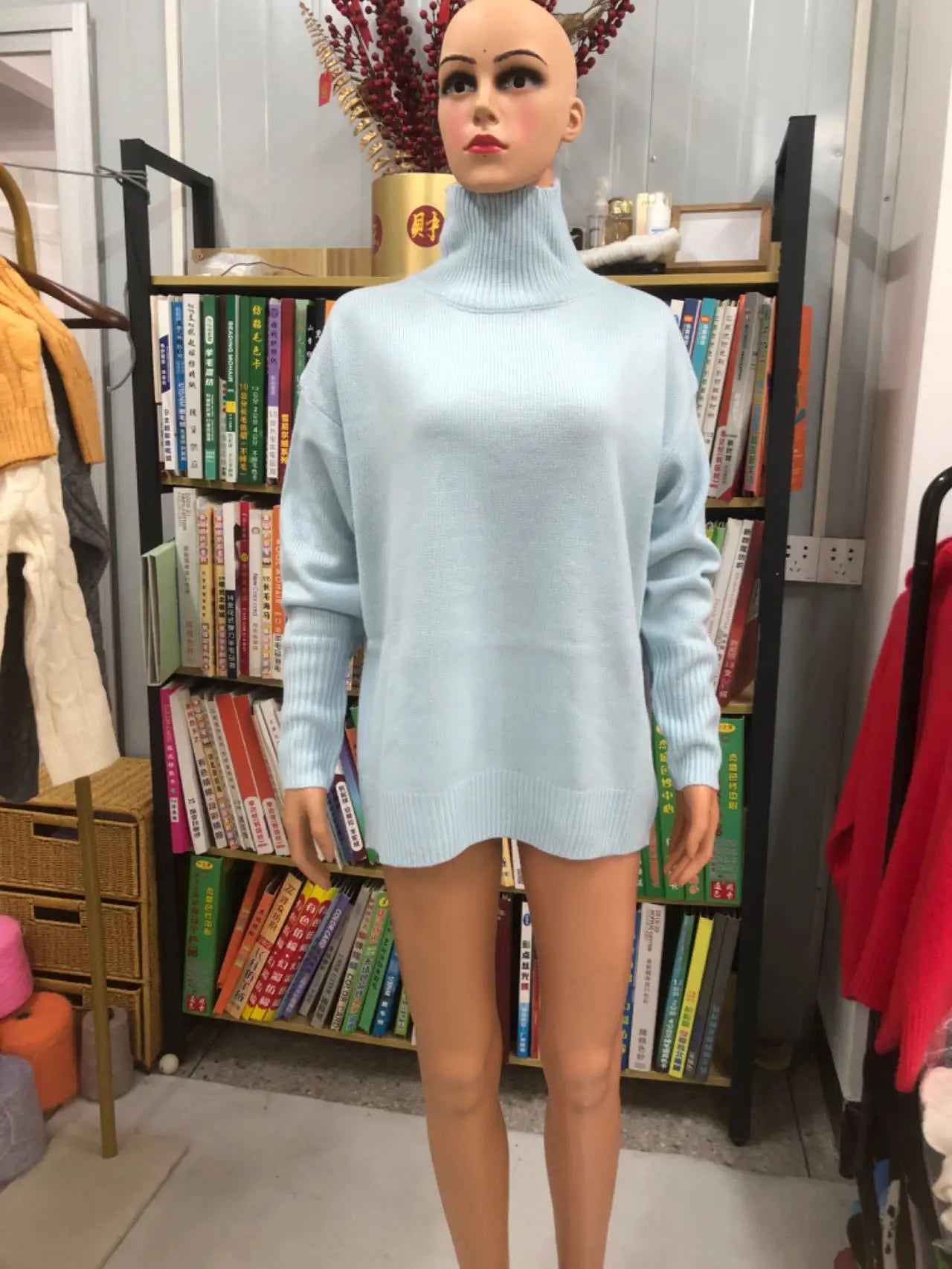 Original Light Luxury O-neck Knit Sweater Autumn And Winter Women's Elegant Loose Mock Neck Solid Color Warm Outerwear Sweater