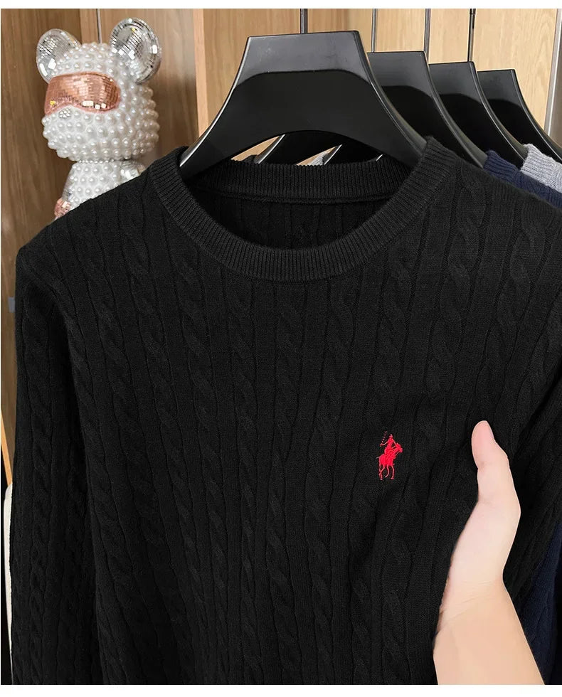 Luxury pony embroidery designer brand sweater men's new fashion unique jacquard comfort Paul casual knitted round neck pullover