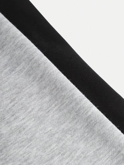 【2-piece set】 Fashionable and versatile girls' black and grey combination knitted fabric loose casual wide-leg pants