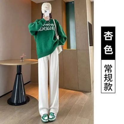 Thickened Fleece Corduroy Pants High Waist Loose Straight Leg Striped High School Students Autumn Winter Fashion Brand Teenag...