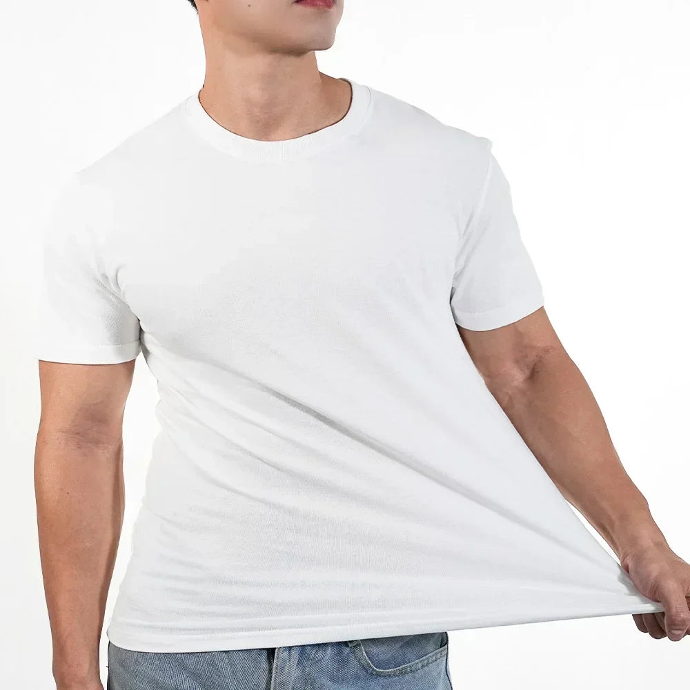 Men O-Neck T-shirt Polyester Thin Solid Color Fitness Muscle Joggers Bodybuilding Short Sleeved Tee Breathable Quick Dry tops