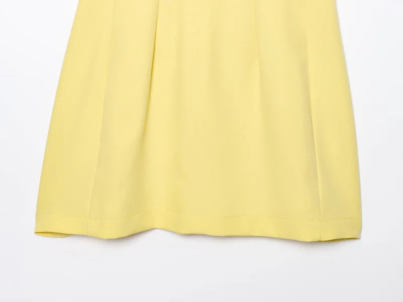 ETJ2025 summer new  women's ZW series elegant simple classic puffy round neck sleeveless waist short dress