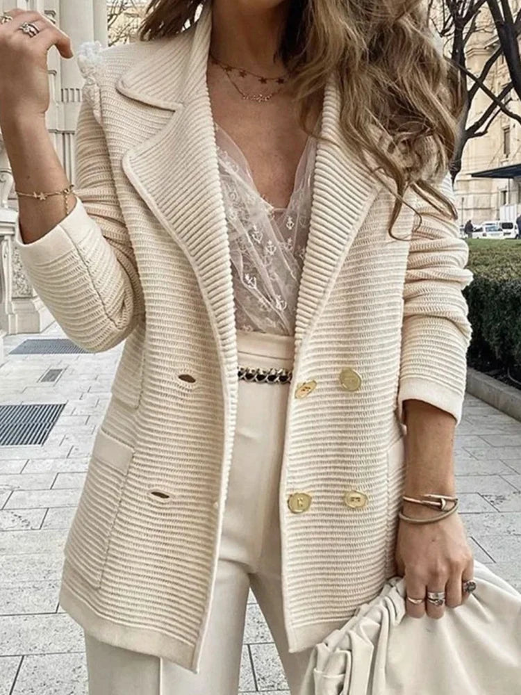 2025 Loungewear Jacket Women Spring Autumn Turn-Down Collar Simple Solid Patchwork Outerwear Long Sleeve Elegant Coat Streetwear