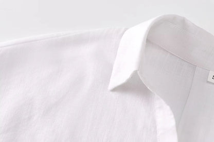 HH 2025 Casual Women Soild Linen Loose Shirt Summer Female Lapel Collar Long Sleeve Oversized Office Wear Lady Blouse