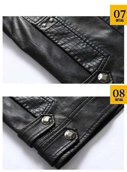 Coat Male vintage Casual Motor Biker Faux Leather Jacket Men Motorcycle Slim Fleece Jackets Autumn Winter Fashion Leather Jacket