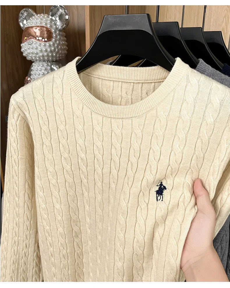 Luxury pony embroidery designer brand sweater men's new fashion unique jacquard comfort Paul casual knitted round neck pullover