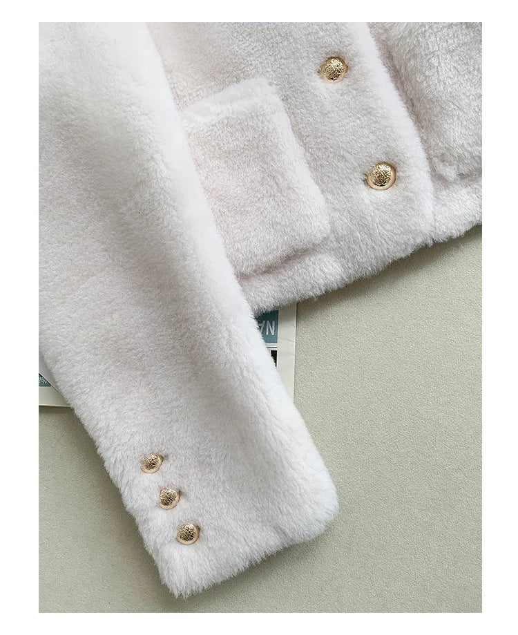Woman Genuine Sheepskin Jackets Coat Female Winter Shearling Coats Real Lamb Fur O-neck Natural  Outewear  Overcoat G152