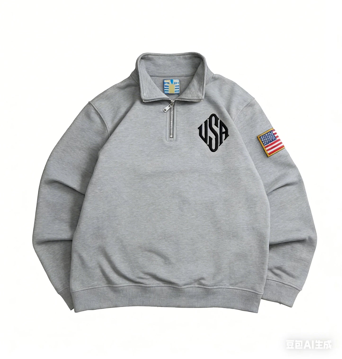 Y2K Fashionable Loose Jacket Exquisite USA Embroidered Short Zipper Men's Clothing Casual Hoodies Retro Unisex Cotton StreetWear