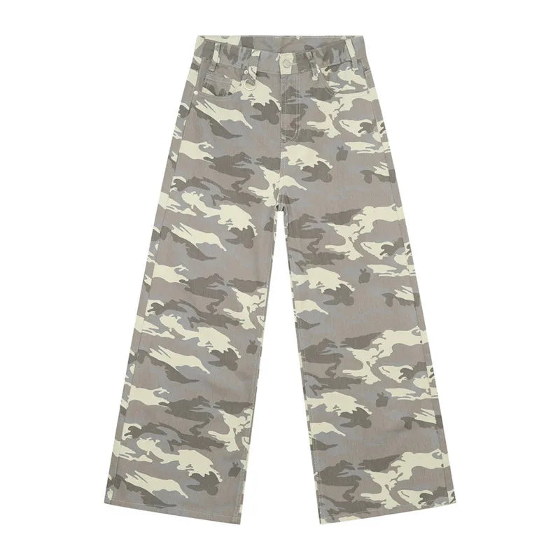 IEFB High Street Men's Denim Pants Camouflage Casaul Straight Bottom Simple Wide Leg Loose Trousers Spring Stylish 2026 9C354