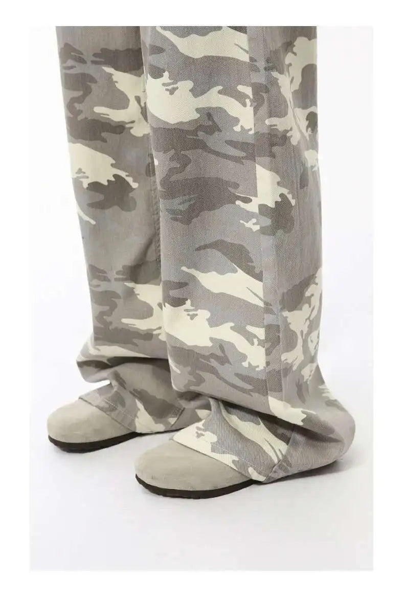 IEFB High Street Men's Denim Pants Camouflage Casaul Straight Bottom Simple Wide Leg Loose Trousers Spring Stylish 2026 9C354