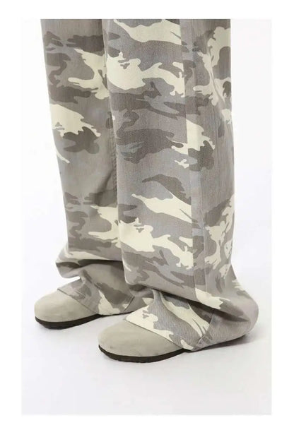 IEFB High Street Men's Denim Pants Camouflage Casaul Straight Bottom Simple Wide Leg Loose Trousers Spring Stylish 2026 9C354