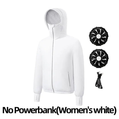 Summer Sunscreen Hooded Fan Clothes Cooling Vest Men Air Conditioning Clothes Women Fan Jacket Cycling Cooling Clothes To Hiking