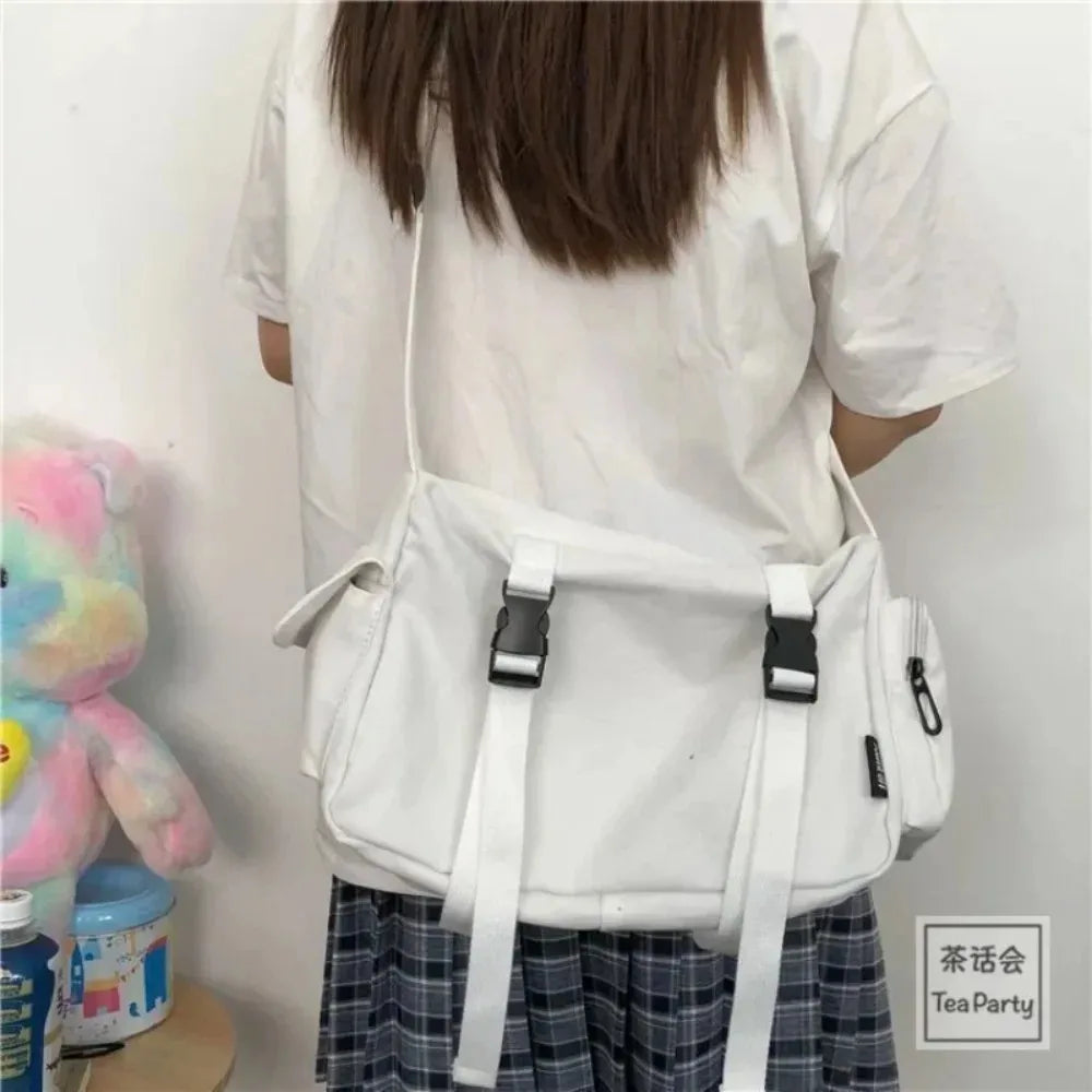 Canvas Crossbody Bags for Women Youth Men Fashion Casual Large Capacity Handbags Shoulder Bags Solid Color Ladies Messenger Bag