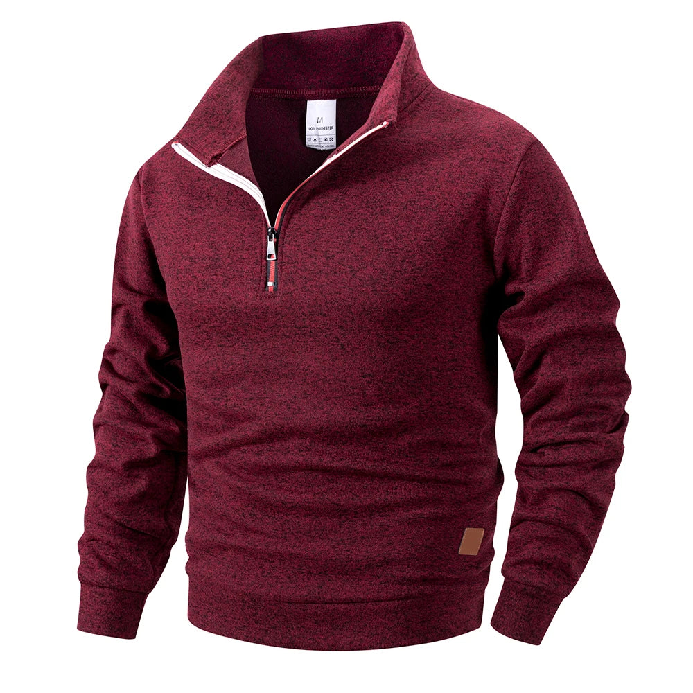 Spring Autumn Men's Standing Collar Half Zipper Sportswear Long Sleeve Sweatshirts Men Casual Knitted Pullovers Daily Coats