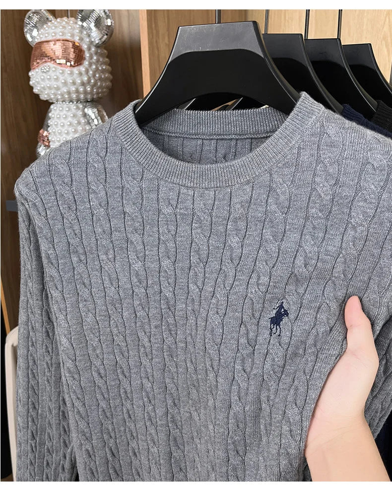 Luxury pony embroidery designer brand sweater men's new fashion unique jacquard comfort Paul casual knitted round neck pullover