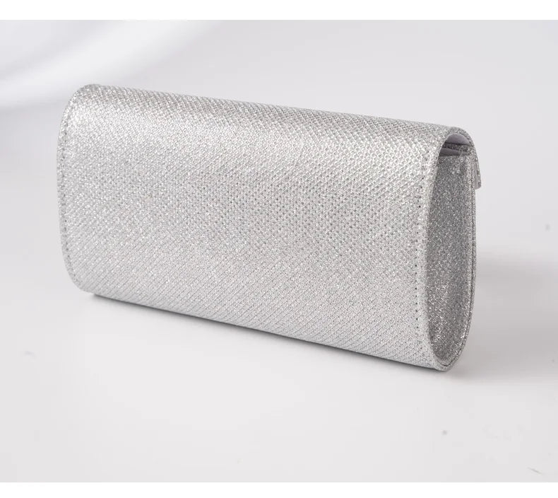 Glitter Envelope Handbag Women Silver Shiny Chain Shoulder Bag Ladies Mini Crossbody Flap Fashion Small Dress Day Clutch