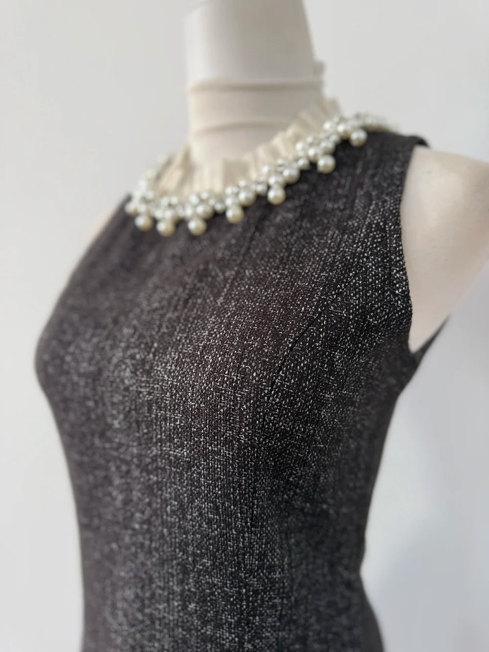 Fashion Design Nail Beads Sleeveless Dress Women 2024 New Autumn Short A-line Skirt Coat Set Women Commit Sexy Two Piece