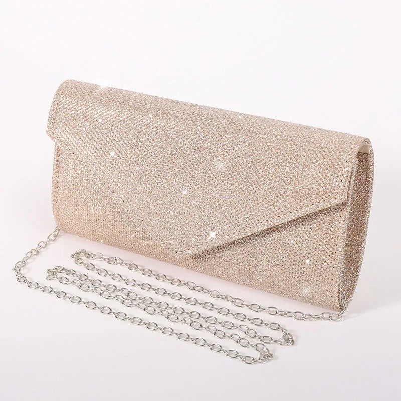 Glitter Envelope Handbag Women Silver Shiny Chain Shoulder Bag Ladies Mini Crossbody Flap Fashion Small Dress Day Clutch