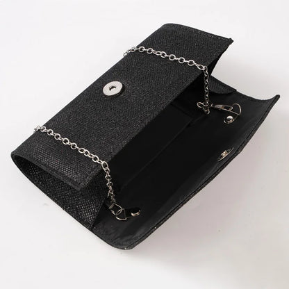 Glitter Envelope Handbag Women Silver Shiny Chain Shoulder Bag Ladies Mini Crossbody Flap Fashion Small Dress Day Clutch