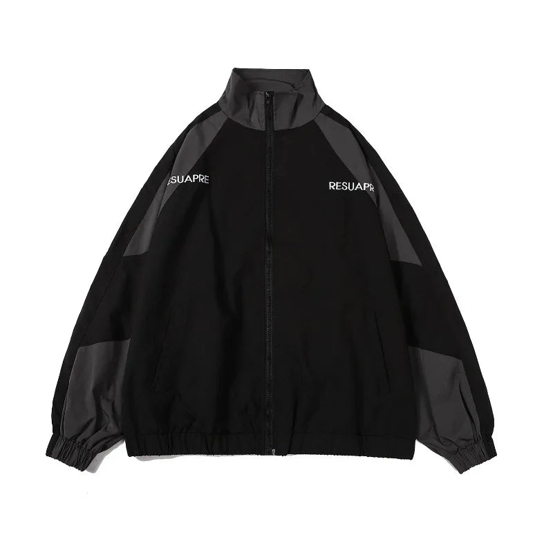 Hip Hop Varsity Jacket Men High Street Patchwork Color Black Windbreaker Coats Women Spring Autumn Thin Fashion College Jackets