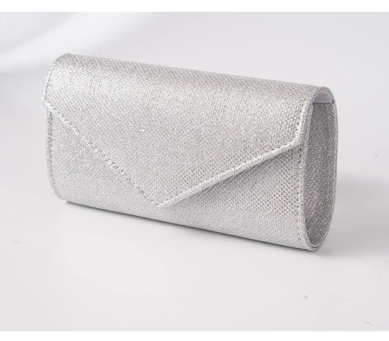 Glitter Envelope Handbag Women Silver Shiny Chain Shoulder Bag Ladies Mini Crossbody Flap Fashion Small Dress Day Clutch