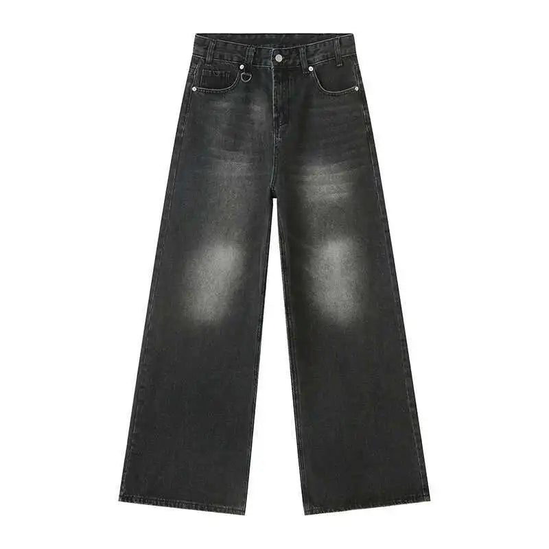 IEFB Vintage Camouflage Men's Jeans Fashion Washed Casual Wide Leg Denim Pants Autumn Winter Loose Male Trousers Old Blue 9C354