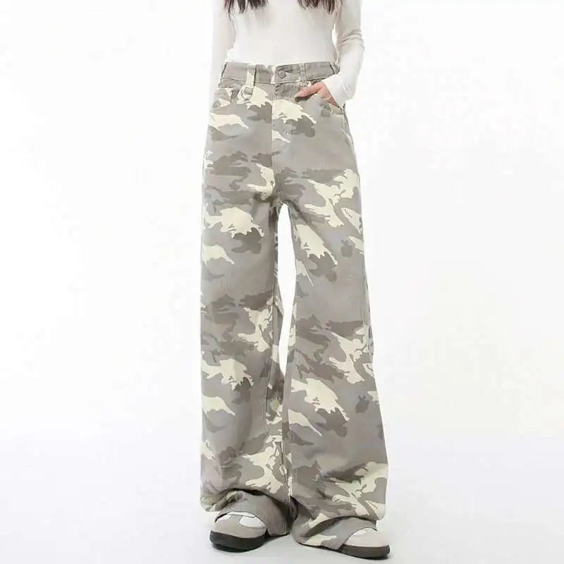 IEFB High Street Men's Denim Pants Camouflage Casaul Straight Bottom Simple Wide Leg Loose Trousers Spring Stylish 2026 9C354