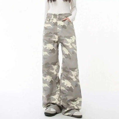 IEFB High Street Men's Denim Pants Camouflage Casaul Straight Bottom Simple Wide Leg Loose Trousers Spring Stylish 2026 9C354