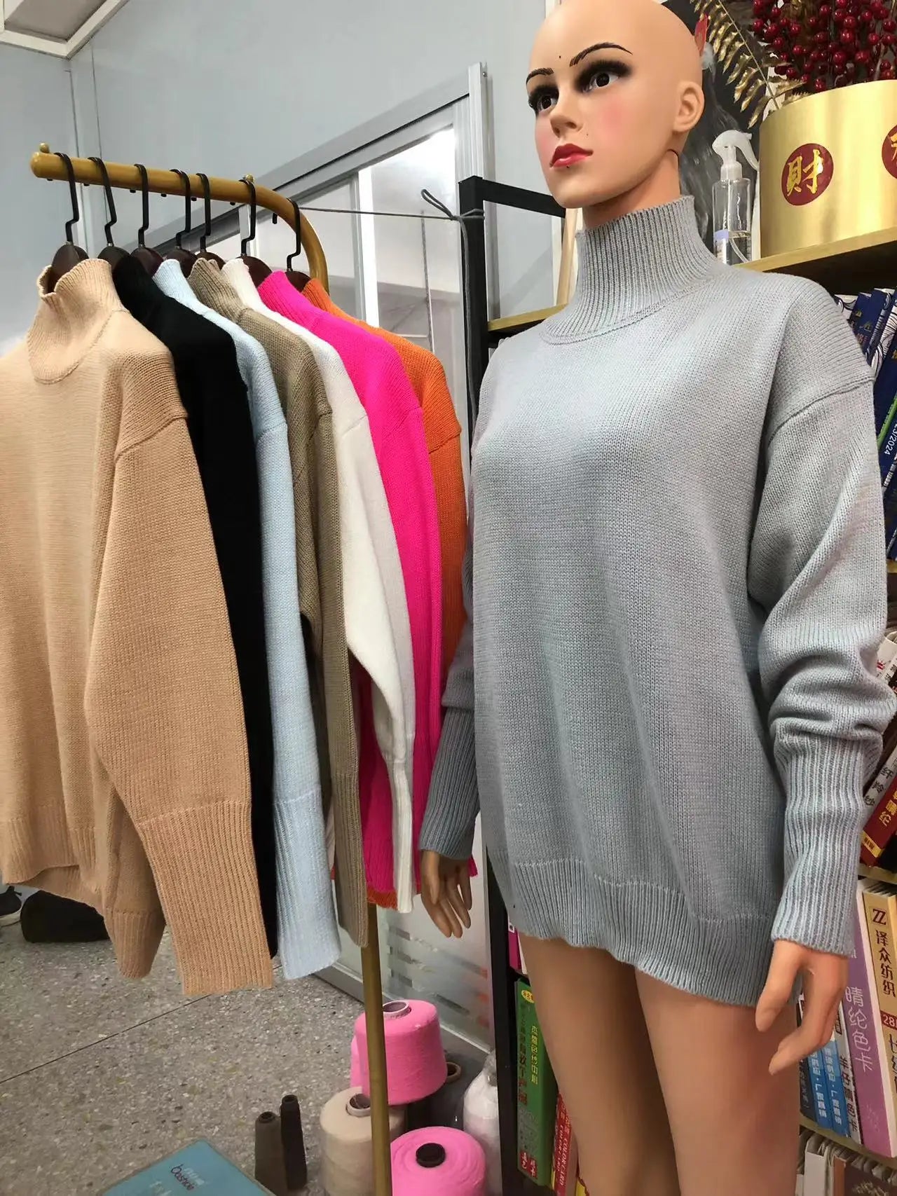 Original Light Luxury O-neck Knit Sweater Autumn And Winter Women's Elegant Loose Mock Neck Solid Color Warm Outerwear Sweater