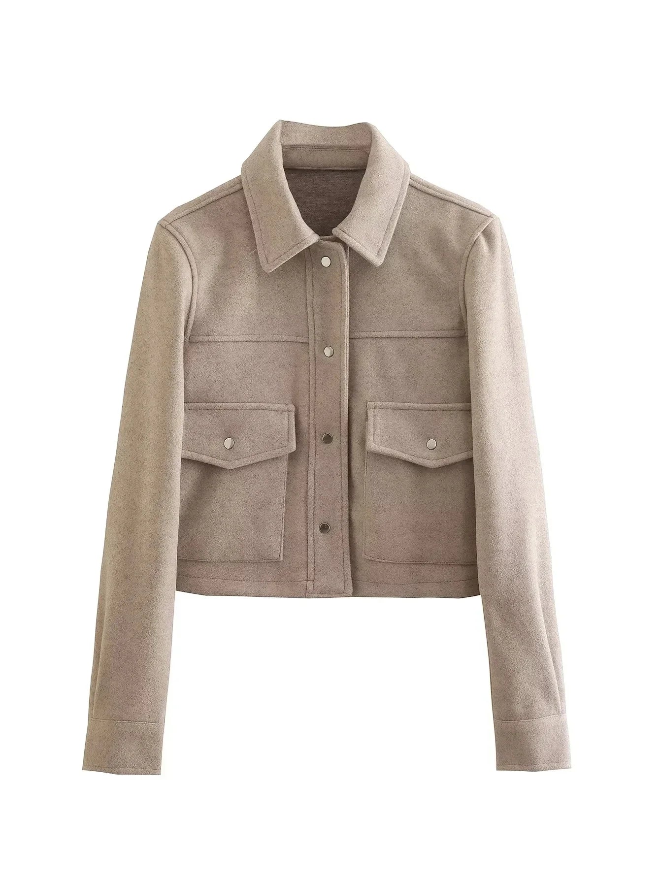 Jackets For Womens Autumn Fashion Solid Front Pockets Button Long Sleeve Jacket Elegant Woman Casual Outerwear Coat