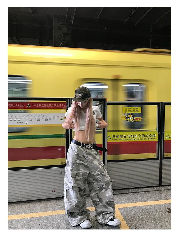 Y2K Men Pants Harajuku Vintage Camouflage Pattern Baggy Casual Sweatpants Hip Hop Gothic Men Women Wide Leg Trousers Streetwear