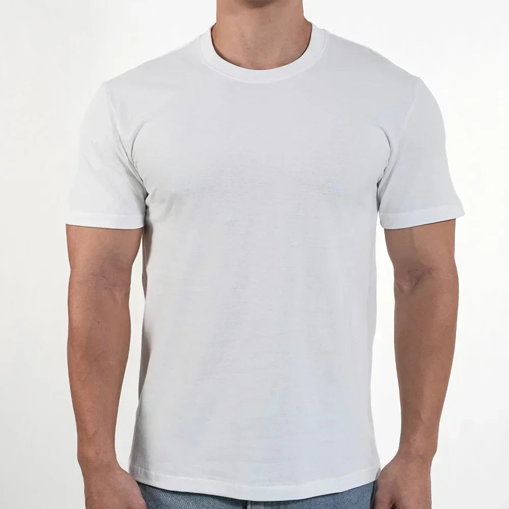 Men O-Neck T-shirt Polyester Thin Solid Color Fitness Muscle Joggers Bodybuilding Short Sleeved Tee Breathable Quick Dry tops