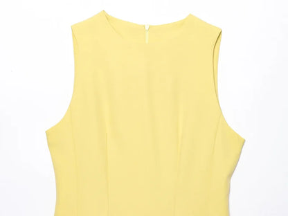 ETJ2025 summer new  women's ZW series elegant simple classic puffy round neck sleeveless waist short dress