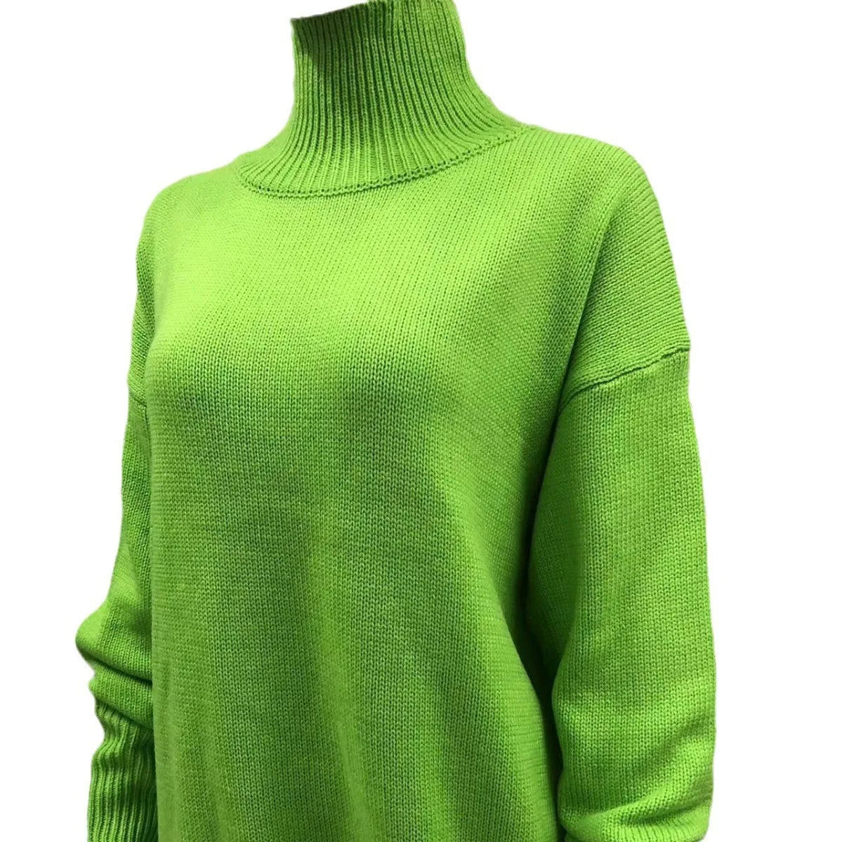 Original Light Luxury O-neck Knit Sweater Autumn And Winter Women's Elegant Loose Mock Neck Solid Color Warm Outerwear Sweater