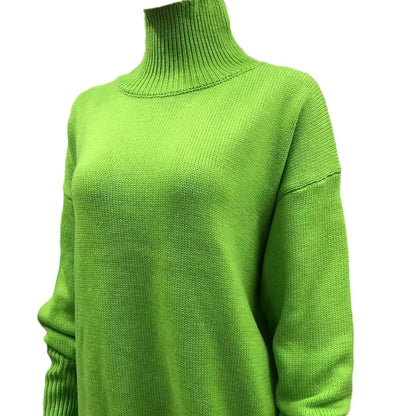 Original Light Luxury O-neck Knit Sweater Autumn And Winter Women's Elegant Loose Mock Neck Solid Color Warm Outerwear Sweater