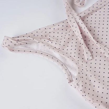 Fashion Polka Dot Prints Slim Fit Folds Women T-Shirts Sweet Cute Chic Design One-Shoulder Summer Shirts