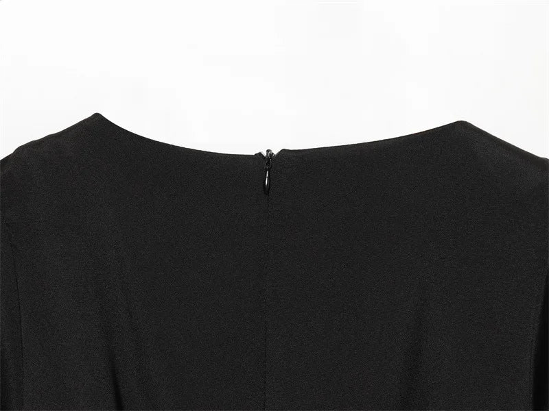Elegant Puff Sleeve Party Dresses Women Solid Pockets A-line Slim Zipper Mini Dress Ladies Office Outfit Club Evening 2026 Fashi