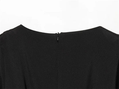 Elegant Puff Sleeve Party Dresses Women Solid Pockets A-line Slim Zipper Mini Dress Ladies Office Outfit Club Evening 2026 Fashi