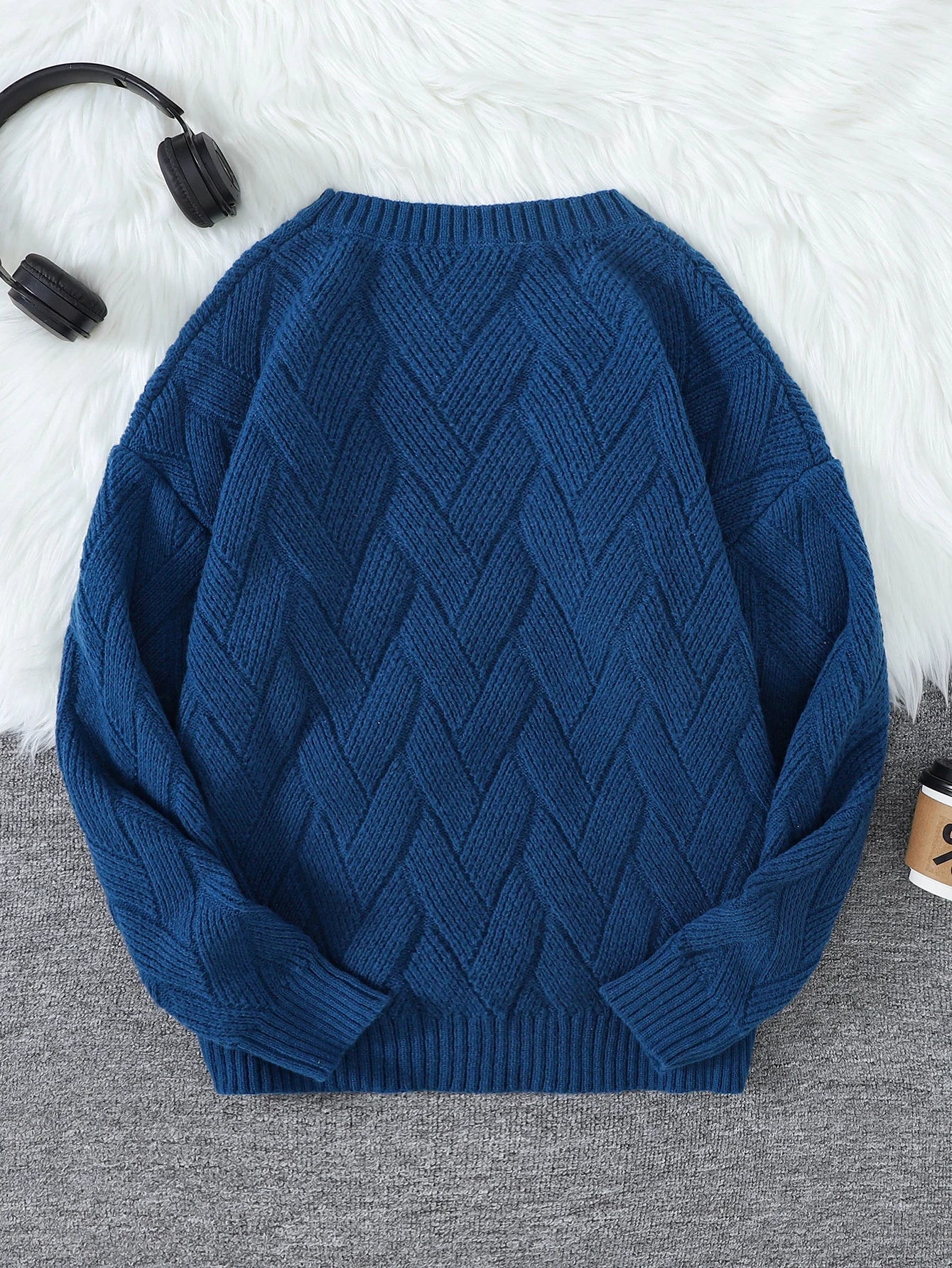 New Japanese-Style Round-Neck Couple's Sweater, Plain Knit, Casual Versatile Trendy Men's Long-Sleeve Sweater Top
